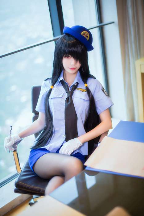 [唯美写真杂集]ID0337 约会大作战时崎狂三女警制服COS[16P]--性感提示：撅臀漏胸